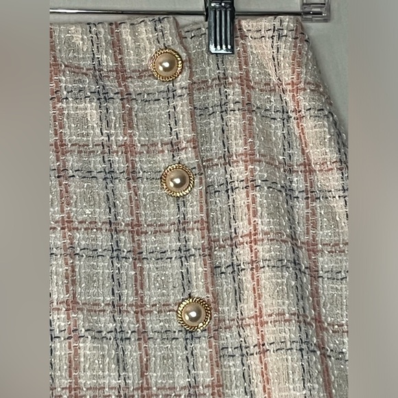 2piece Long Sleeve Plaid Print Crop Jacket and Button Front Skirt - Picture 5 of 9